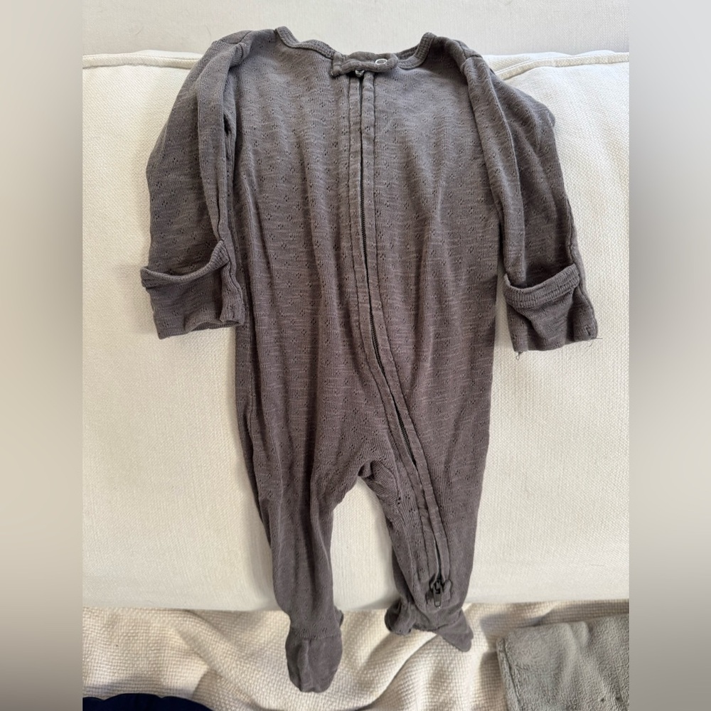 L'ovedbaby Charcoal Pointelle One Piece Footie